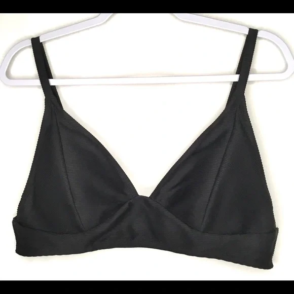 Old Navy Bikini Top XXL Black Triangle Ribbed - Picture 2 of 8